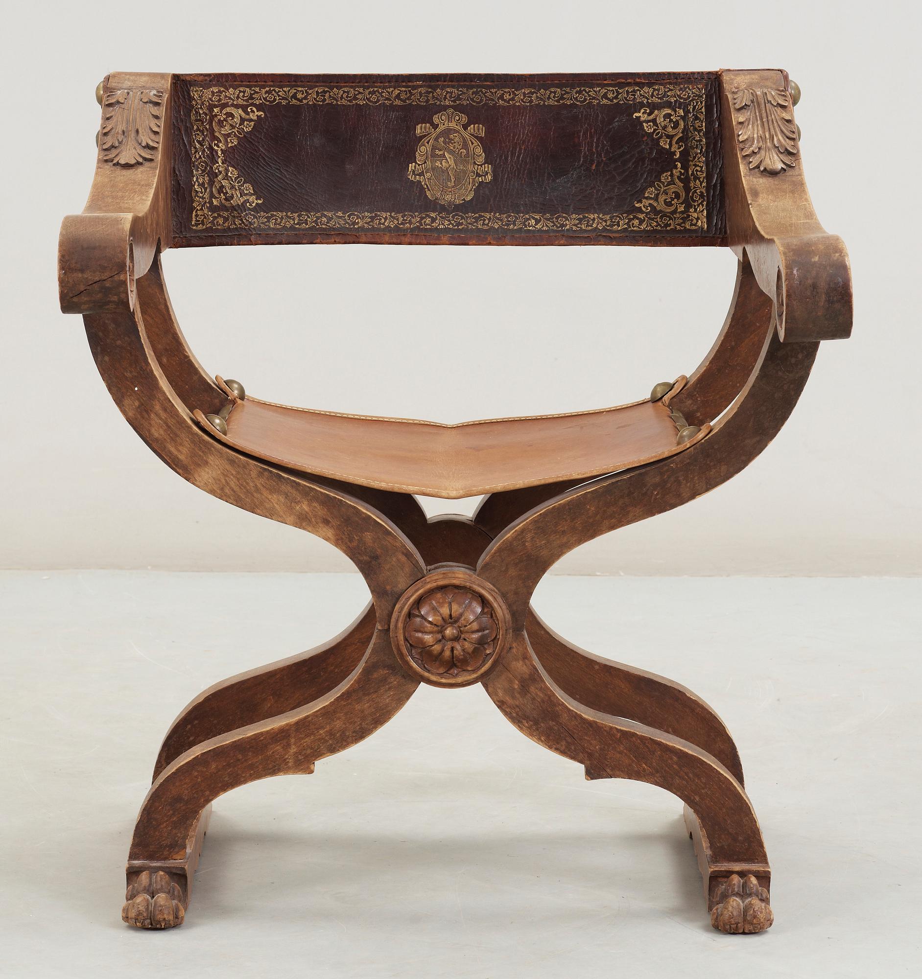 KARMSTOL, s.k. "Dantestol", nyrenässans, 1800-talets slut.