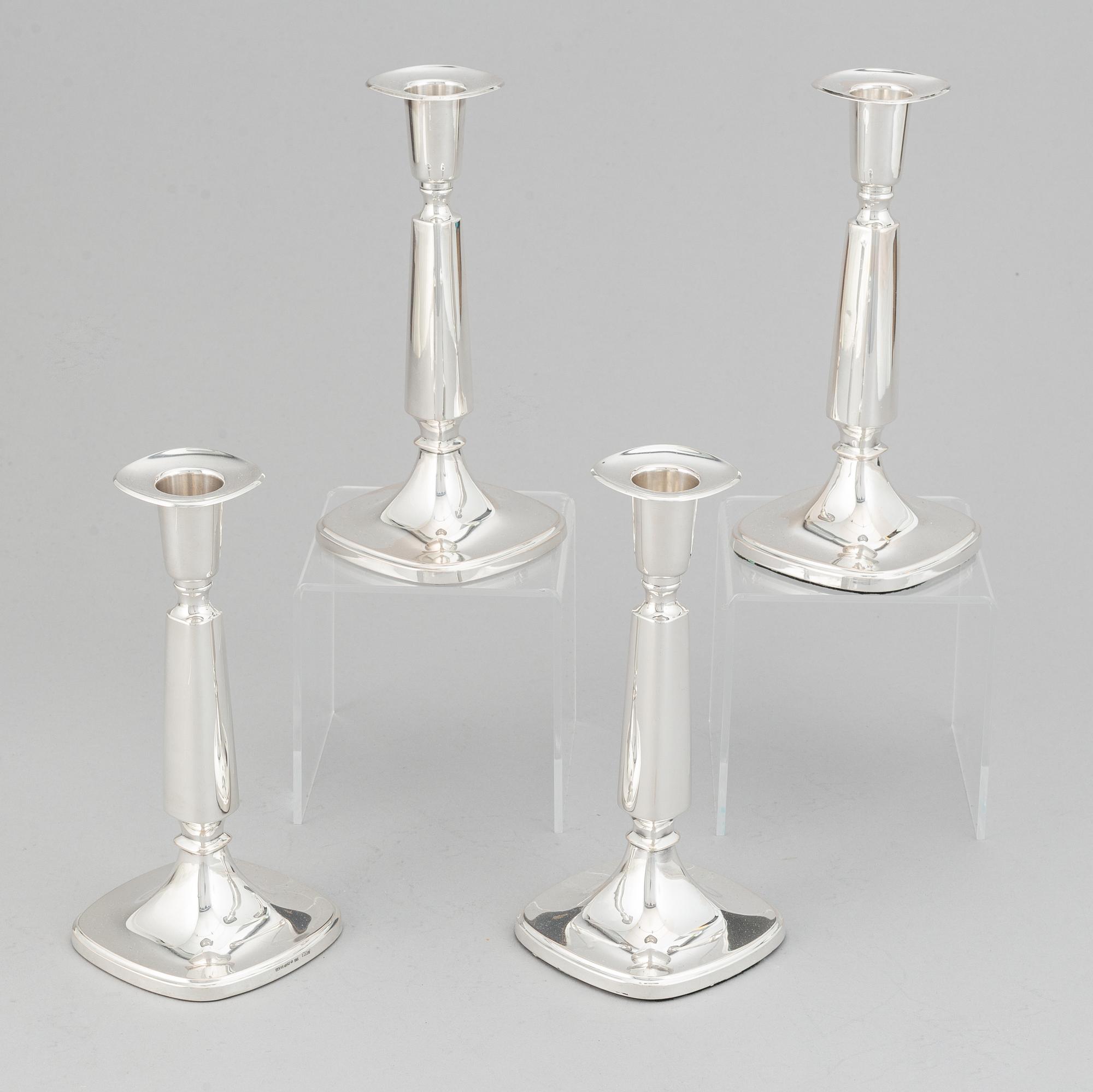 Tore Eldh, four silver candlesticks, K&EC, Göteborg, 1961-70.