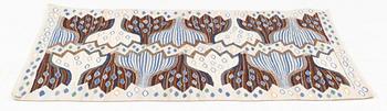 Ann-Mari Forsberg, a textile, "Blå crocus", a tapestry variant, ca 94,5 x 58 cm, signed AMF.