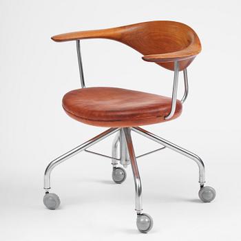 Hans J. Wegner, skrivbordsstol, "Swivel Chair" modell "JH502", Johannes Hansen, Danmark, 1950-60-tal.