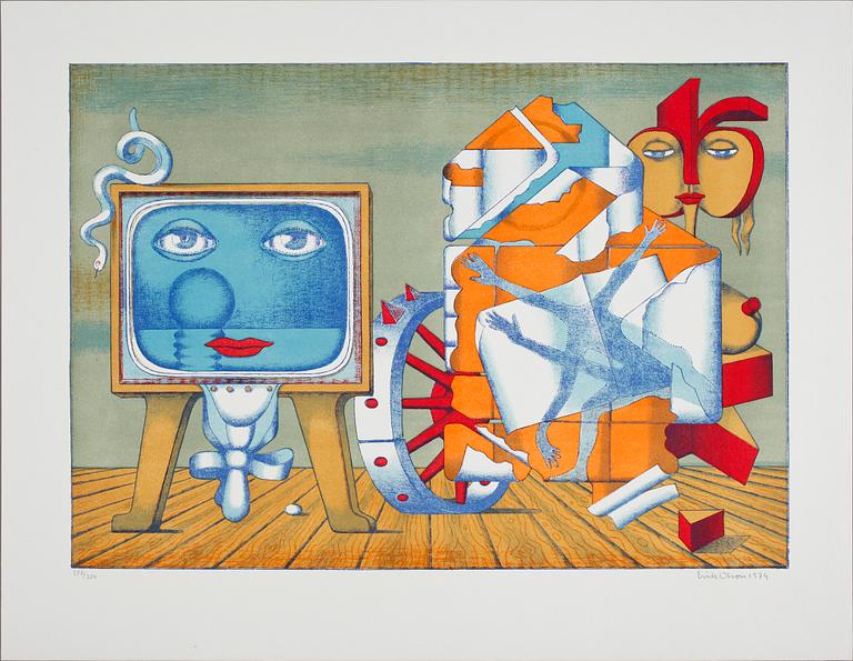 ERIK OLSON, färglitografi. Sign o dat 1974, numr 277/350.