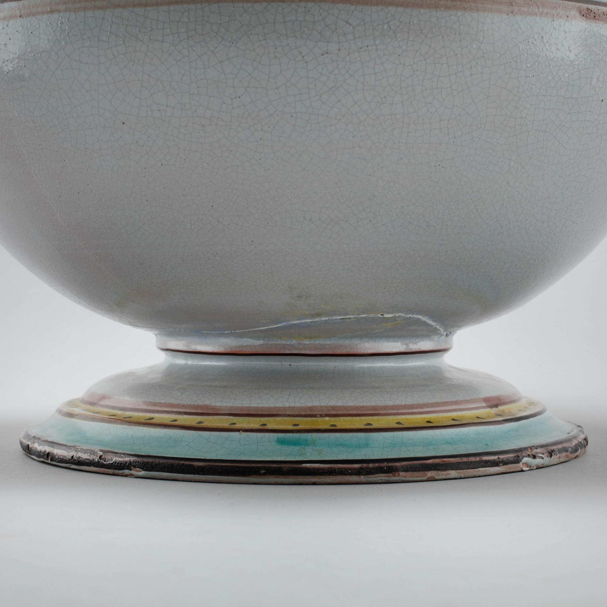 A unique earthenware soup terrine by GABRIEL BURMEISTER for Upsala Ekeby, dated 1921.