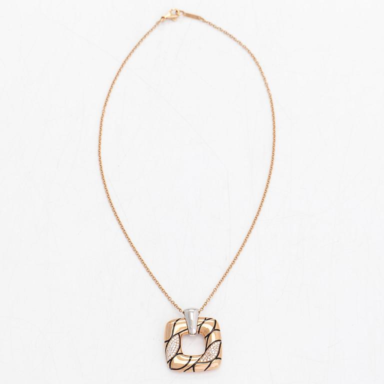 Halsband/hänge, 18K roséguld/vitguld, diamanter totalt ca 0.62 ct. Italien.