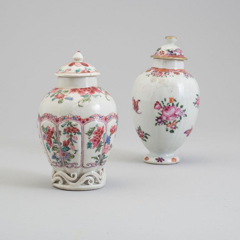 TEDOSOR med LOCK, två stycken, kompaniporslin. Qing dynastin, Qianlong (1736-95).