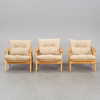 Three 'Esbjerg' birch easy chairs, Ikea.