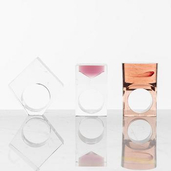 Siv Lagerström, three acrylic plastic rings, 1970s.