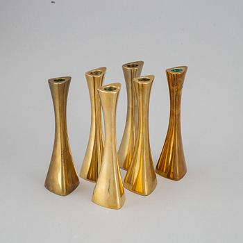 Karl Erik Ytterberg, ljusstakar 6 st, mässing, BCA Eskilstuna, 1960-tal.