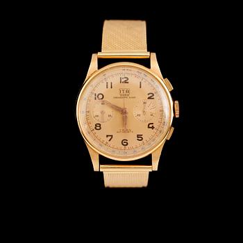 HERRARMBANDSUR, 18 k guld, ITA, Geneve, Chronographe, total vikt inklusive urverk ca 75 g.