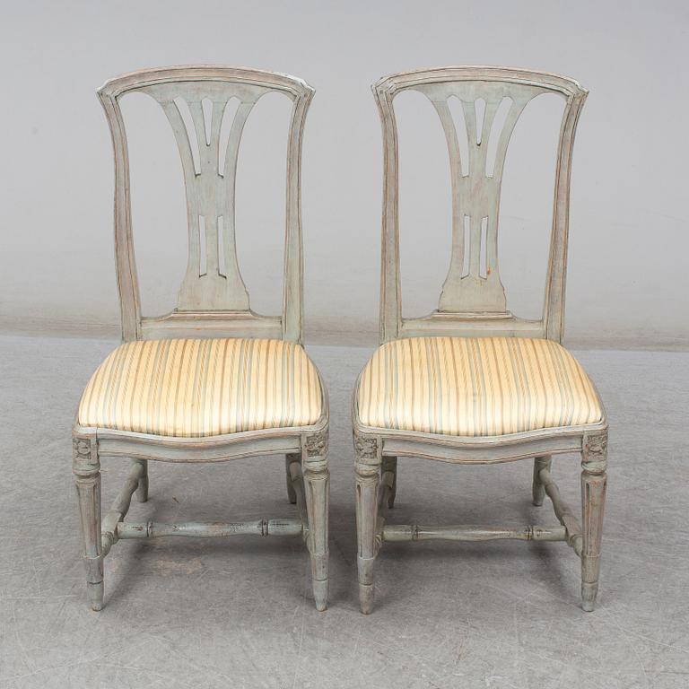 A pair of Gustavian late 18th century chairs.