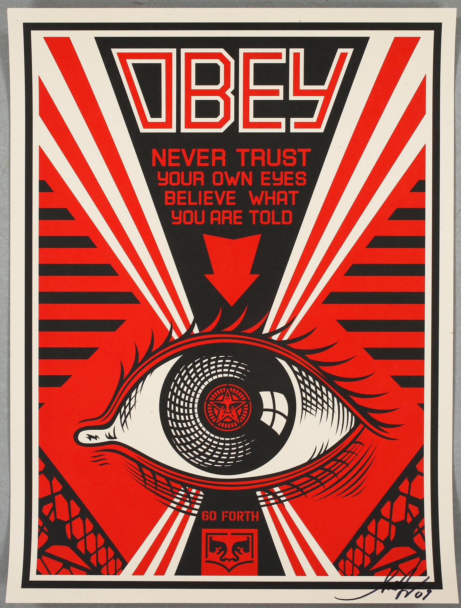 SHEPARD "OBEY" FAIREY, print, Obey X levis project 2009, signed and dated 09.