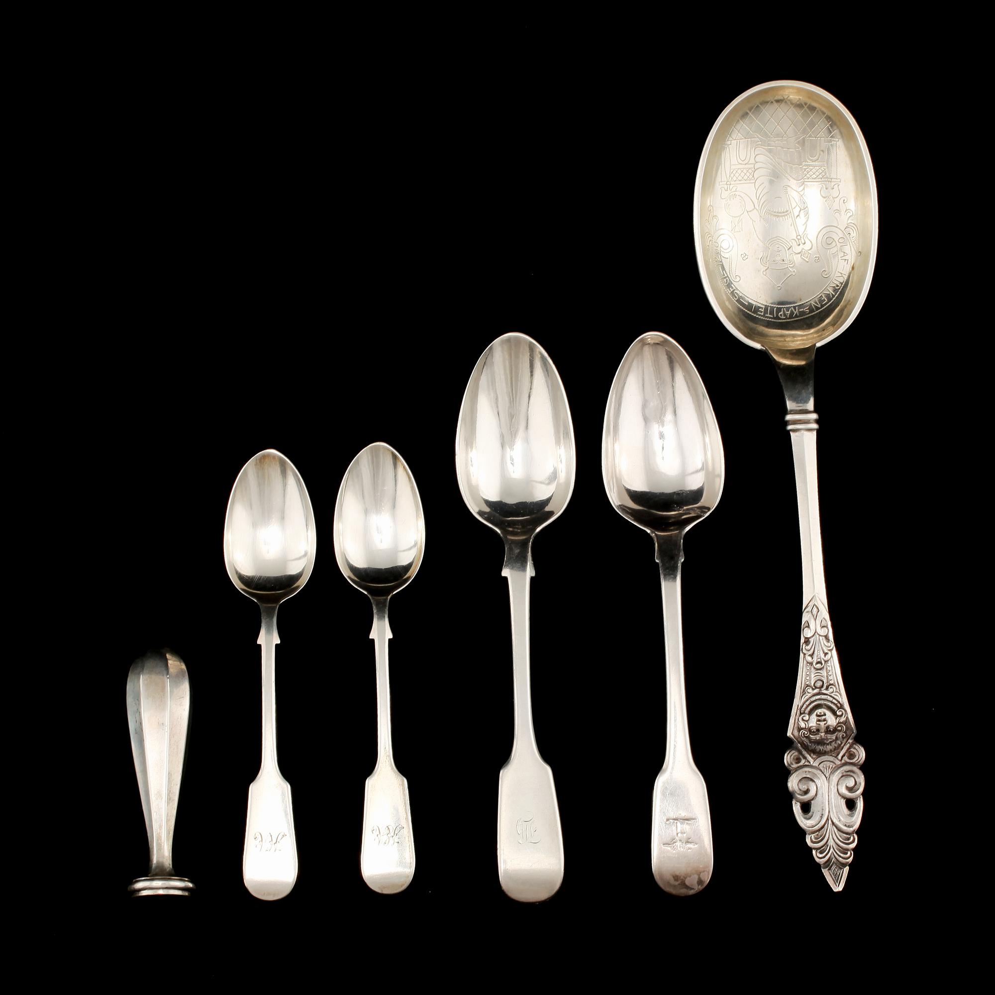 PART SILVER, 18 delar, 1800/1900-tal. Vikt 560 g.