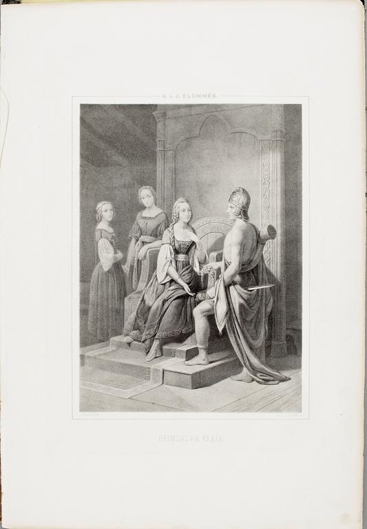 NILS JAKOB OLSSON BLOMMÉR, gravyrer, 9 st, "NJO Blommérs taflor" Högbergska boktryckeriet, Stockholm, 1854.