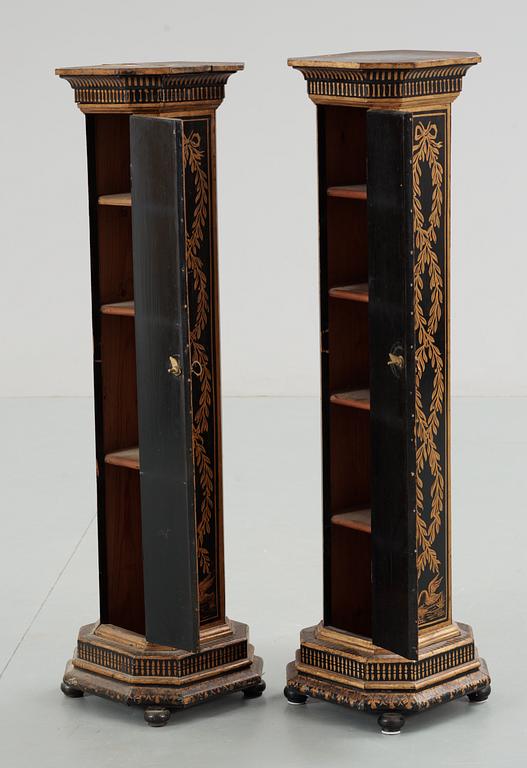 A pair of late 19th century pedestal cupboards.