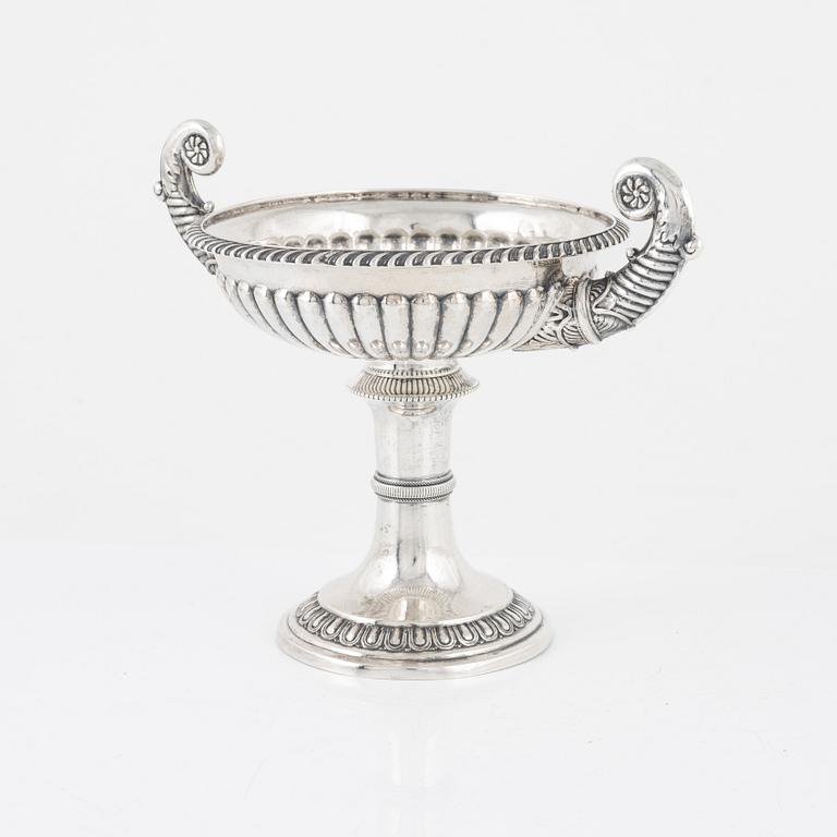 David Hirsch Hermansson & Co, skål på fot, silver, empire, Stockholm 1831.