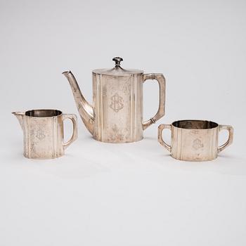 KAFFESERVIS, 3 delar, silver, Viktor Lindman, Helsingfors 1912. Tot vikt ca 672 g.