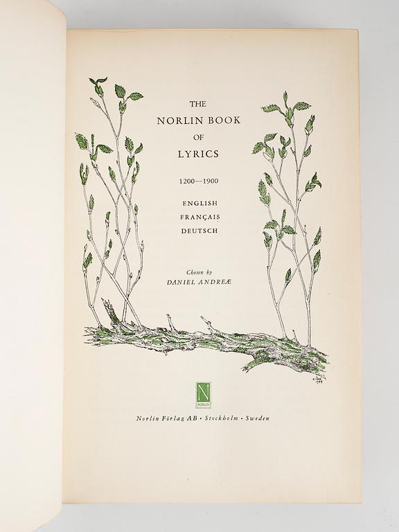 BOOK, from the estate of Greta Garbo, "The Norlin Book of Lyrics".