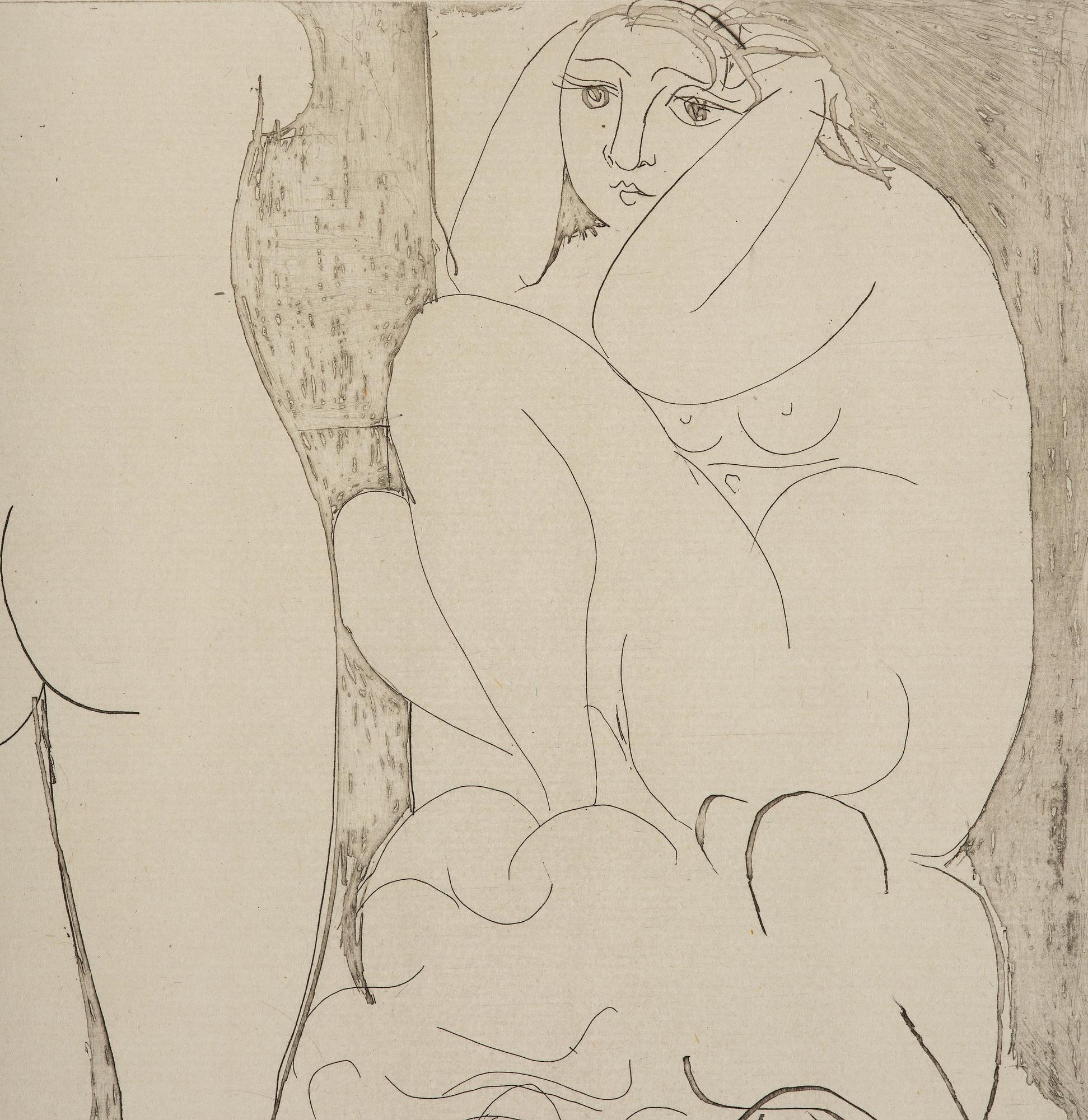 Pablo Picasso, "Femme songeuse et inquiète dans l'atelier de sculpture", from: "La Suite Vollard".