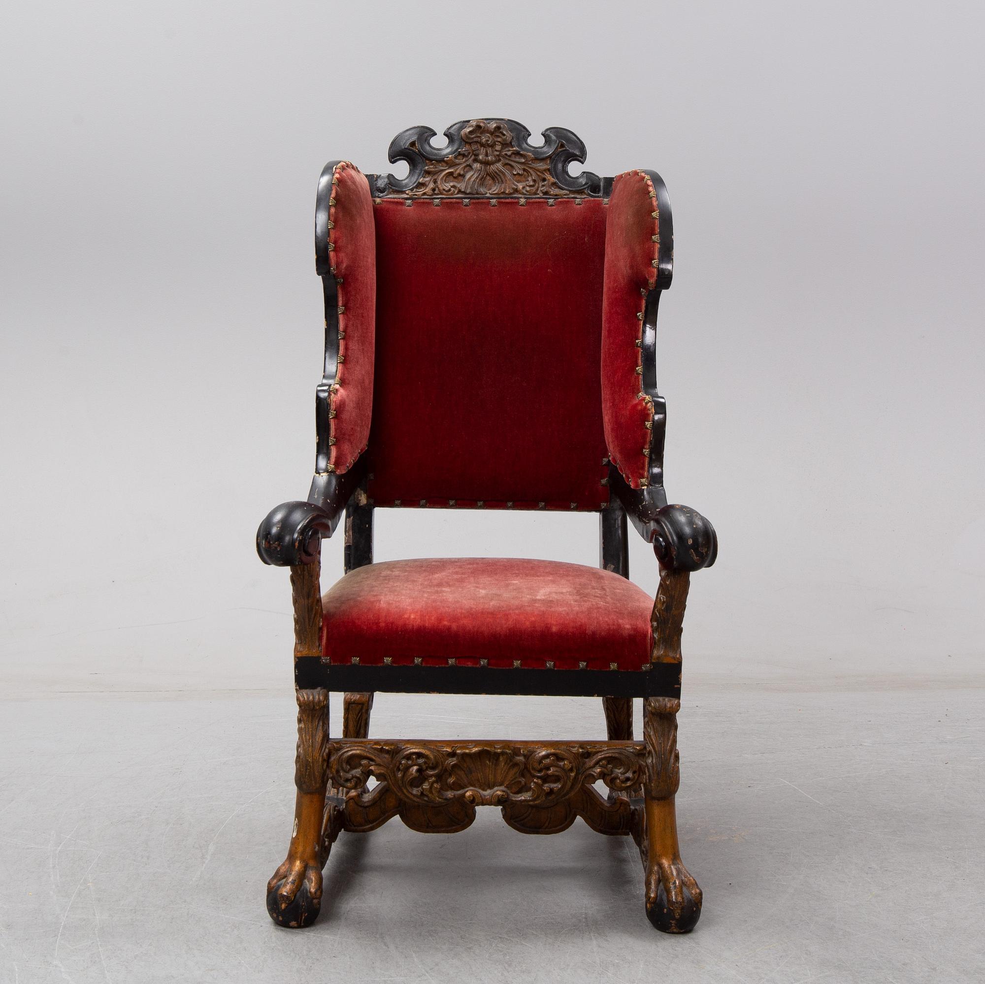 A Swedish Baroque armchair, early 18th century.