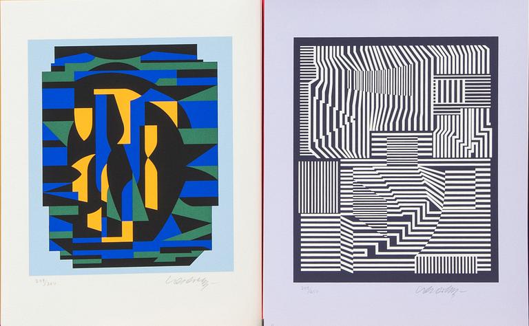 VICTOR VASARELY, 7 serigrafier i mapp, signerade och numrerade.