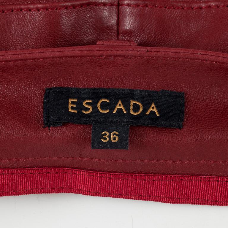 ESCADA a pair of red leather trousers, size 36.