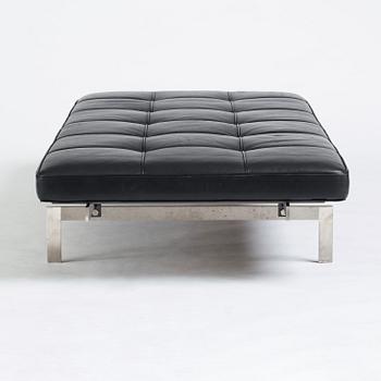 Poul Kjaerholm, a "PK-80" black leather and steel base daybed, edition Fritz Hansen, 2013.