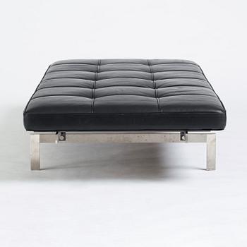 Poul Kjaerholm, a "PK-80" black leather and steel base daybed, edition Fritz Hansen, 2013.