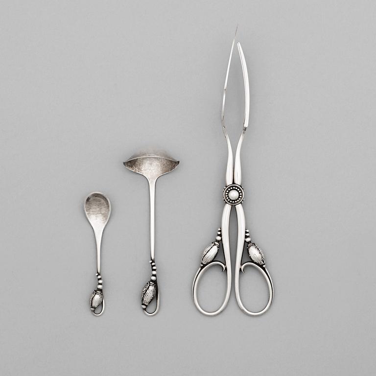 A set of three pieces of Georg Jensen 'Blossom' cutlery, Copenhagen 1933-44.