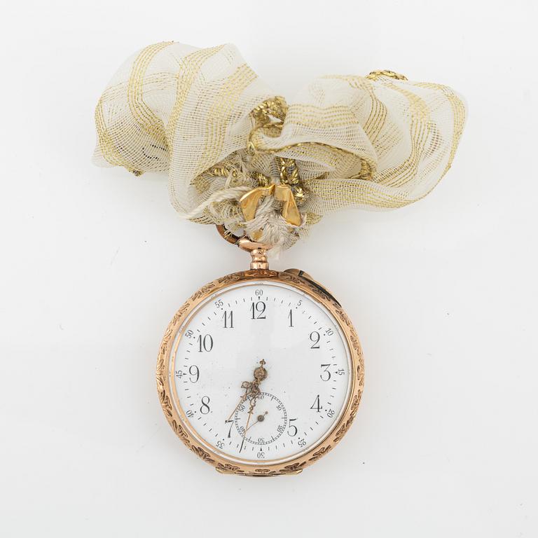 Watch stand and pocket watch, 19th Century.