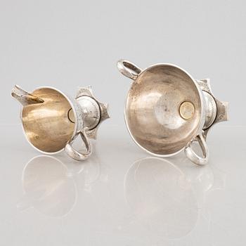 a silver sugar bowl and creamer, Denmark, 1904.