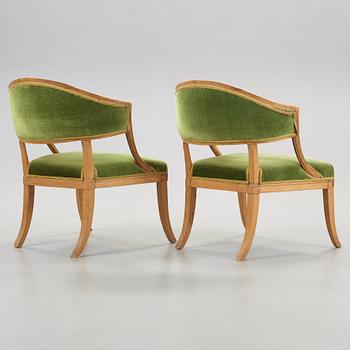 A pair of late Gustavian early 19th century armchairs.