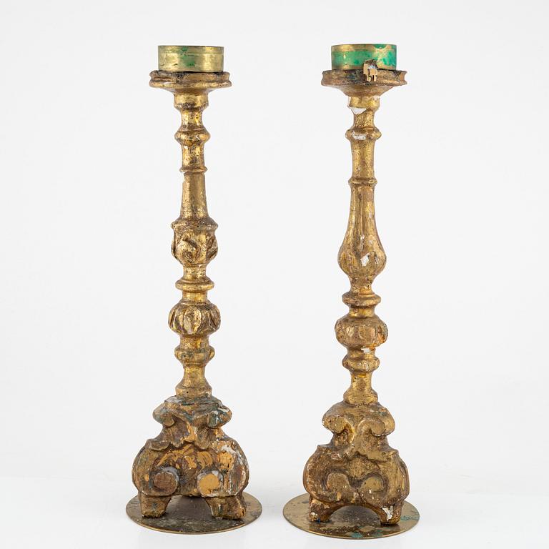 Altarljusstakar, ett par, 17-1800-tal.
