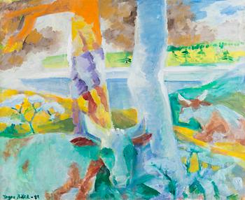 Yngve Bäck, Two cows in a landscape.