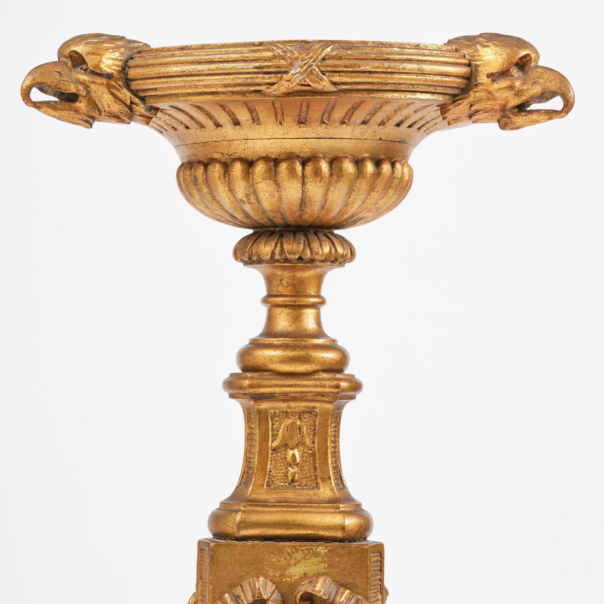 A Gustavian giltwood guéridon, Stockholm, late 18th century.