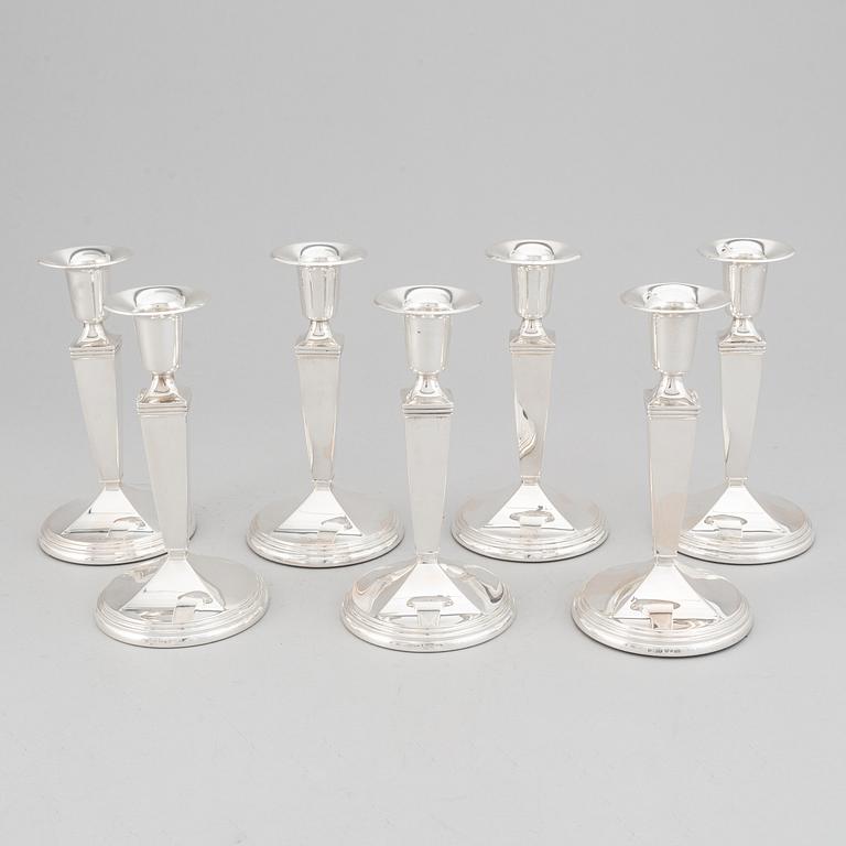 Seven silver candlesticks, GAB, Stockholm, 1957-66.