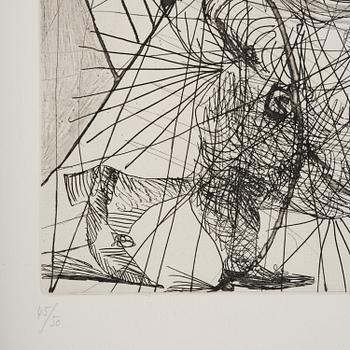 Pablo Picasso, "Couple: Femme et homme-chien, avec femme à la fleur", from: Series 156.