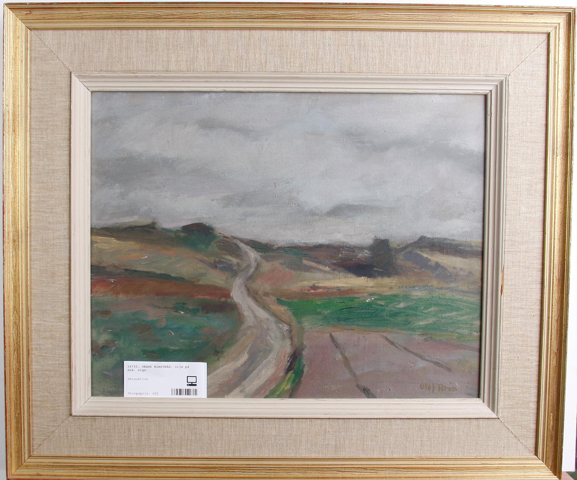 OKÄND KONSTNÄR, olja på duk, bär otydl. sign.