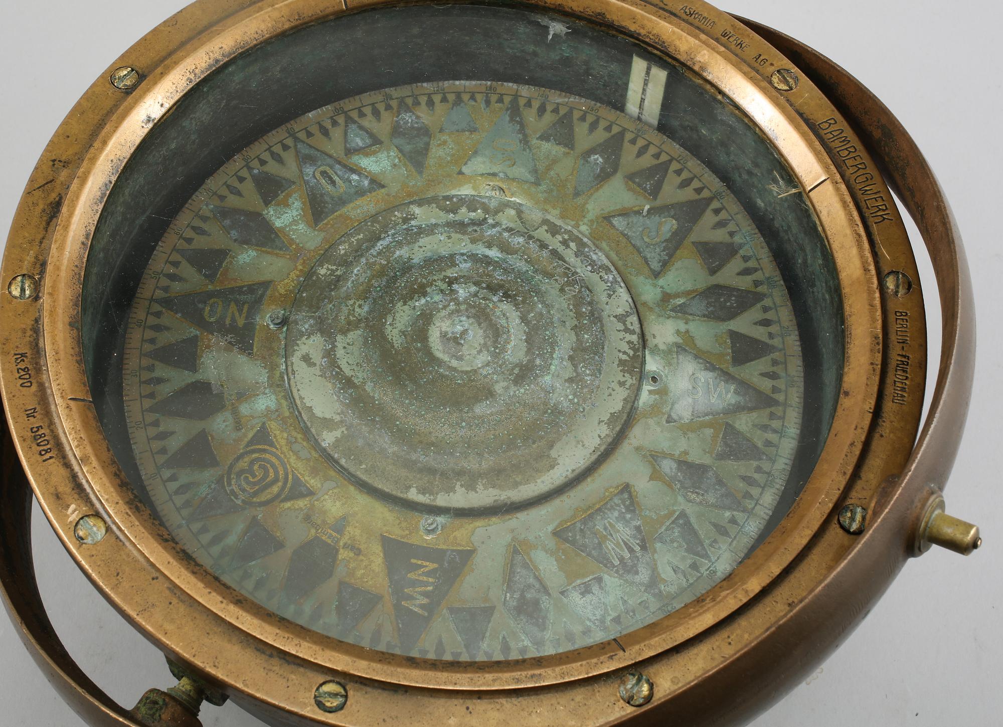 SKEPPSKOMPASS, mässing, 1900-talets första kvartal.