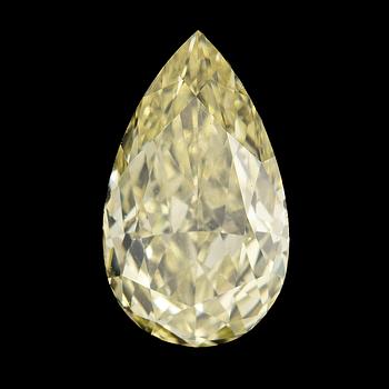 Oinfattad droppslipad gul diamant, 0.50 ct, medföljande GIA report.