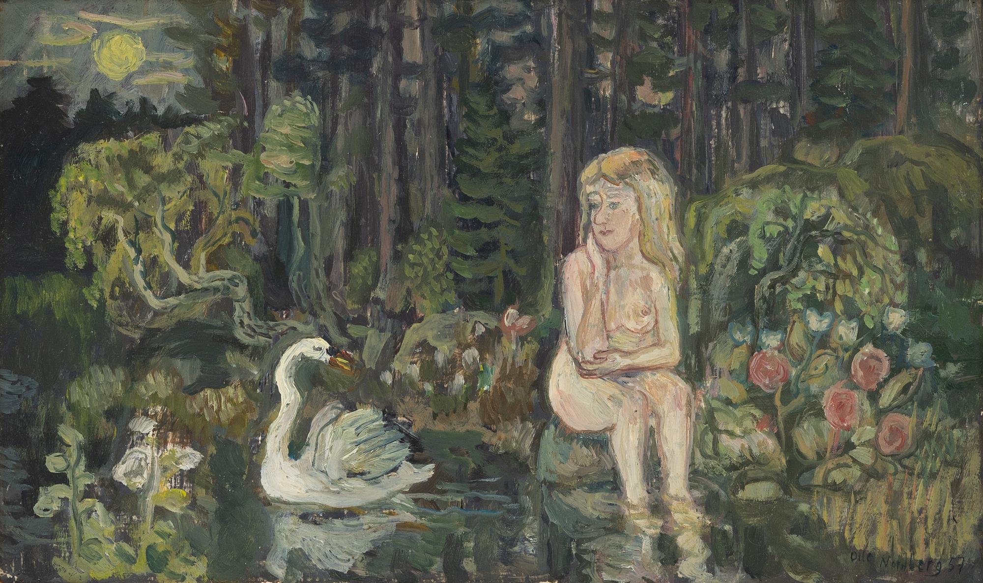 Olle Nordberg, olja på pannå, signerad.