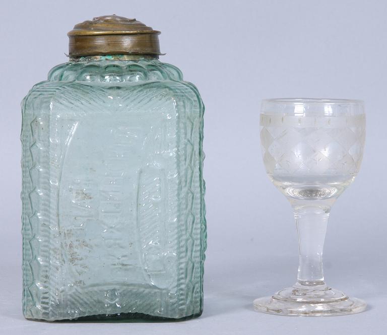 TEDOSA, glas, samt LIKÖRGLAS, 1800-tal.