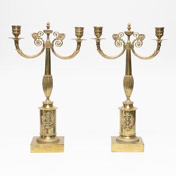 Pair of candelabra, late Empire, mid-19th Century.