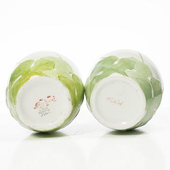 Alf Wallander, attributed to, vases, a pair, porcelain, Art Nouveau, Rörstrand, circa 1900.