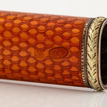 A Fabergé gold, silver and enamel pen, August Holmström, St. Peterburg 1898/9-1903.