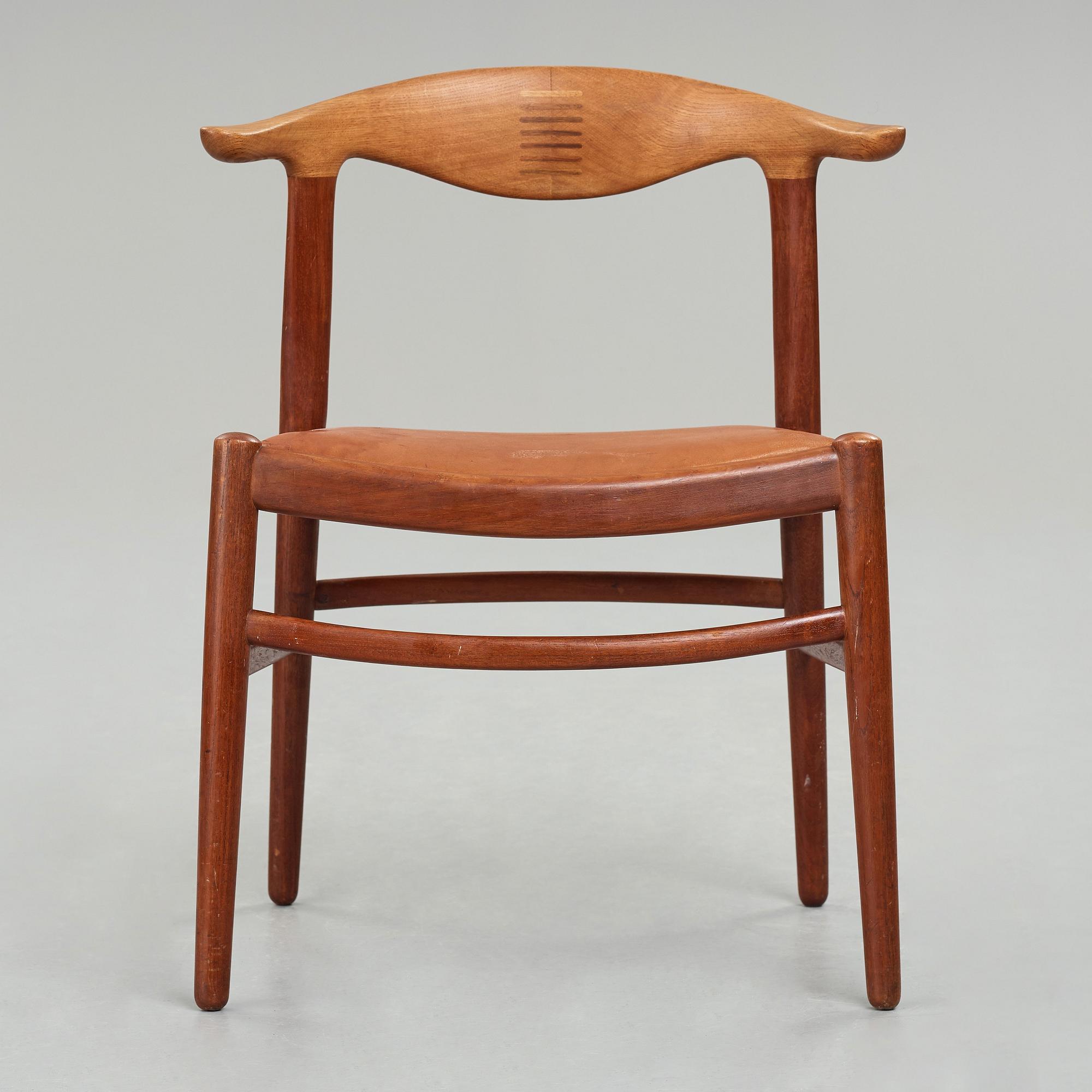 HANS J WEGNER, stol, "Cowhorn chair", en tidig version av "JH 505" för Johannes Hansen, 1950-tal.