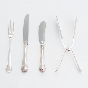 Bestickuppsättning, 24 dlr, silver, "Chippendale",  Åbo och Helsingfors främst 1980-tal, äv. 1960 och 1962.