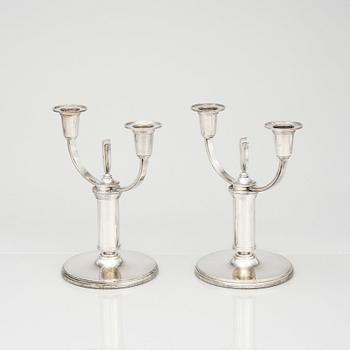 Atelier Borgila, a pair of sterling silver candelabra, Stockholm 1934.