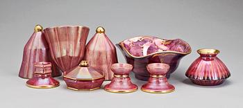 PARTI FLINTGODS, 10 delar, Josef Ekberg Gustavsberg 1900-talets första kvartal.