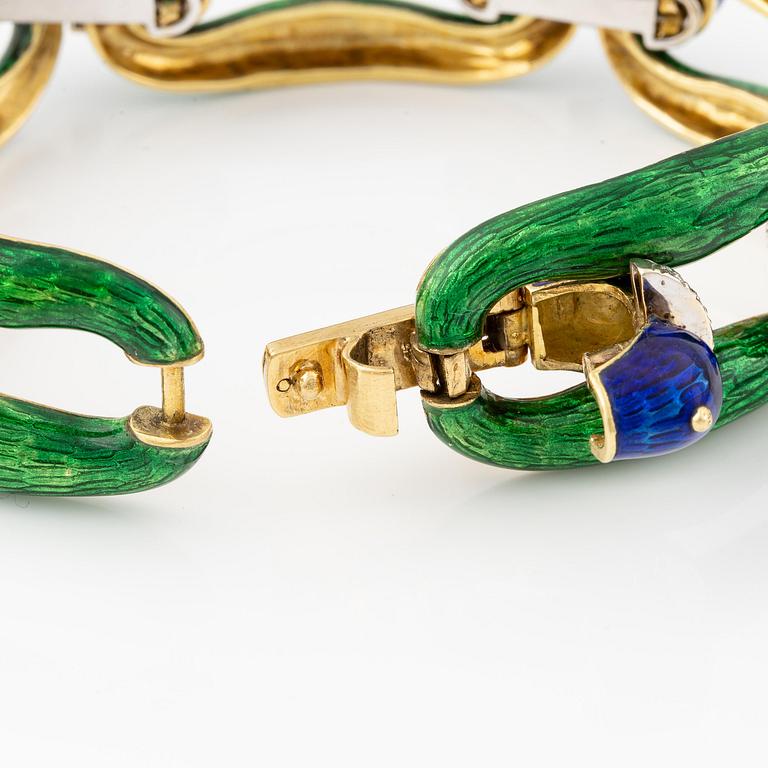 An 18K gold and enamel bracelet, by Spritzer & Fuhrmann.