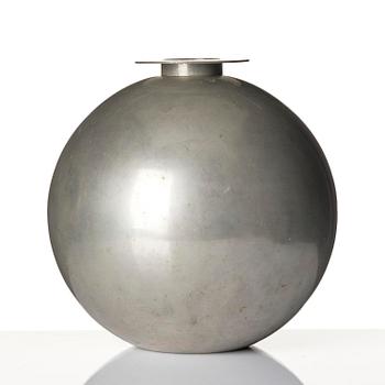 Wiwen Nilsson, a rare spherical modernist pewter vase, Ystad-Metall, Sweden, 1932.