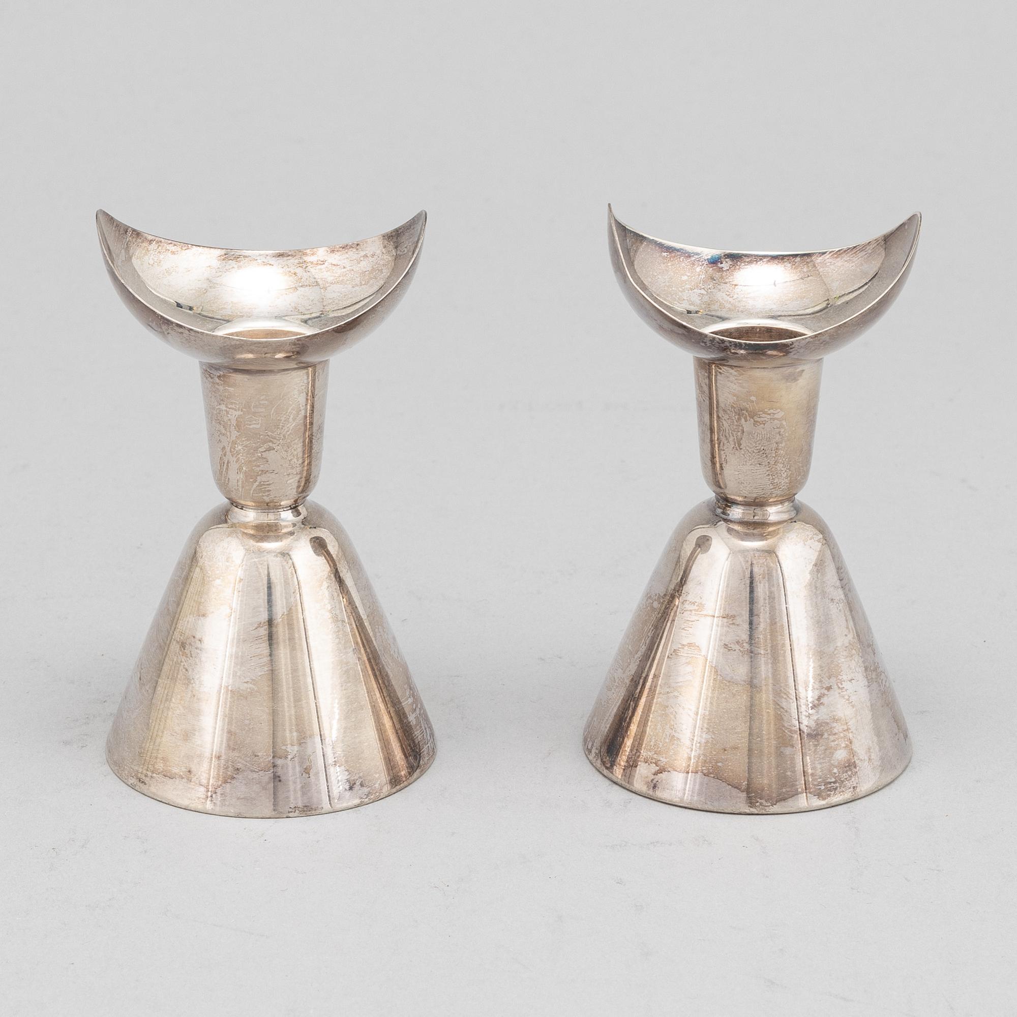 Ljusstakar, 2 par, silver, GAB, Stockholm 1965 resp Tesi, Göteborg 1974.
